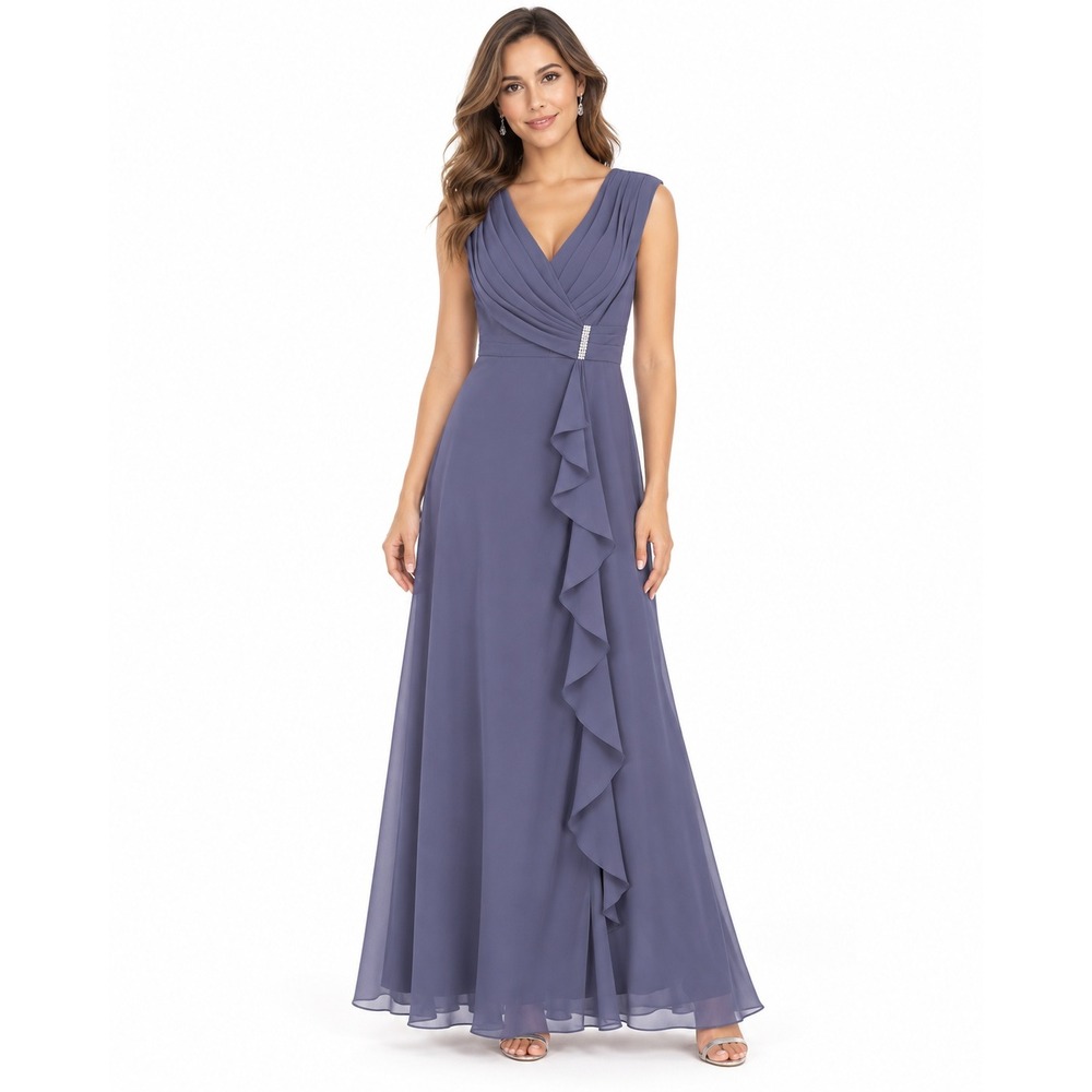 Wear Your Love S Dusty Blue Chiffon Rhinestone Corset Formal Gown NWT